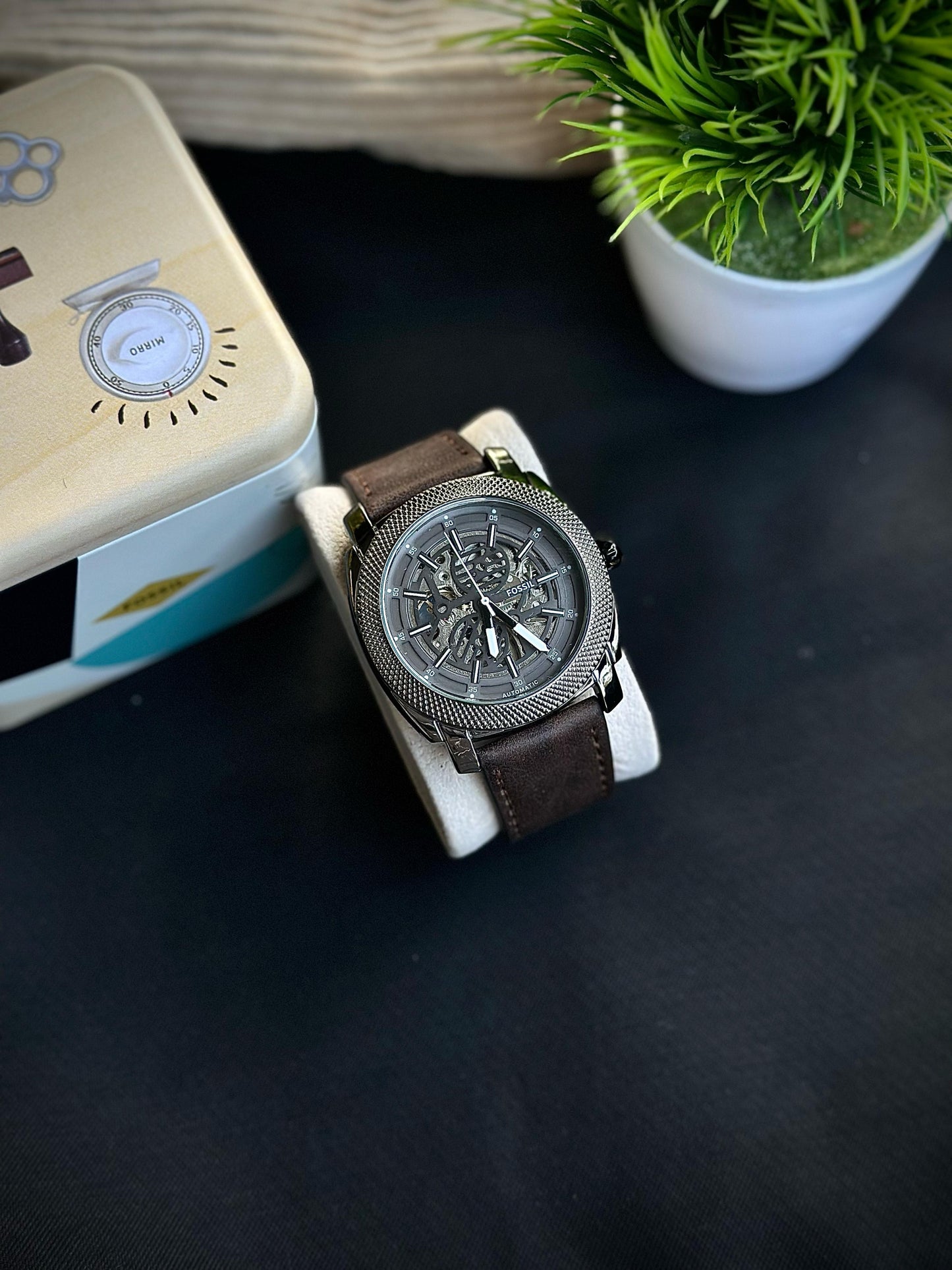 FOSSIL MECHINE AUTOMATIC BROWN LITE HIDE