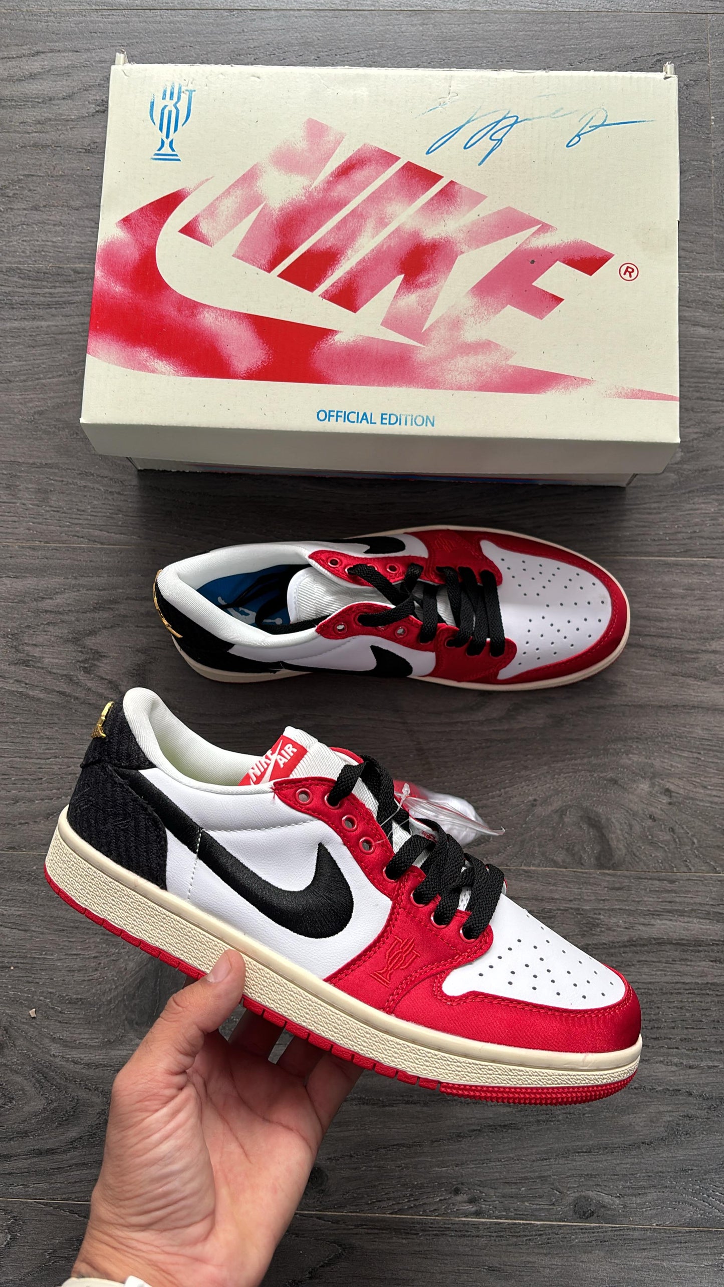 NIKE AIR JORDAN LOW X TROPHY ROOM SAIL AND VARSITY