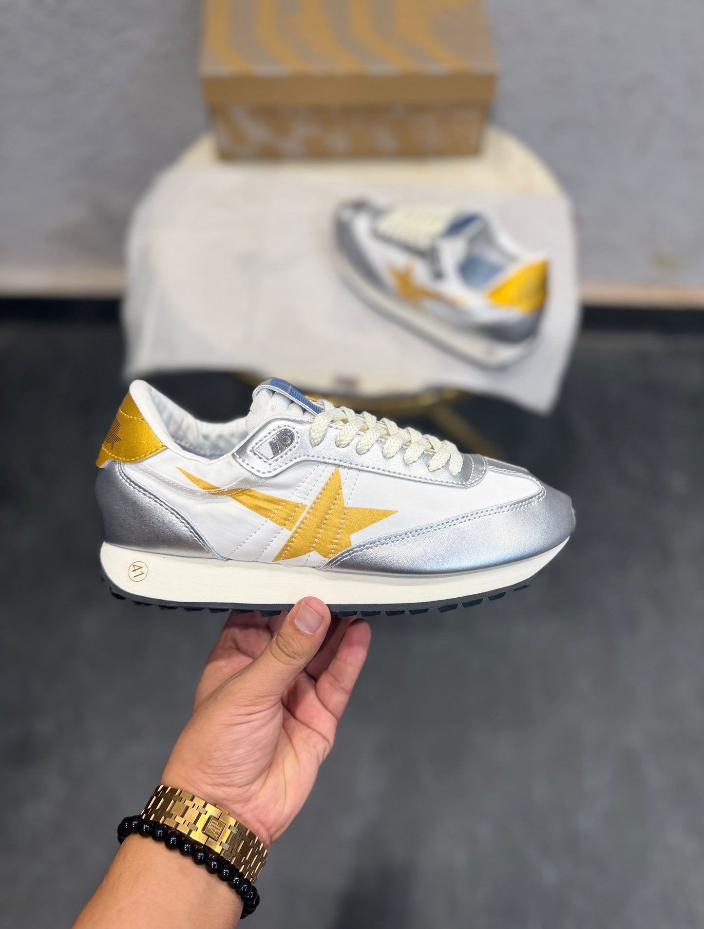 ADIDAS GOLDEN GOOSE MARATHON SNEAKER SILVER GOLD