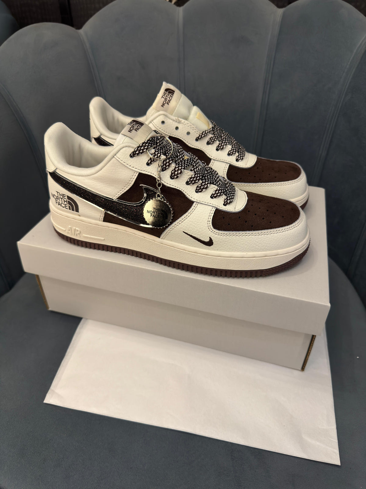 NIKE AIRFORCE CUSTOM X NORTH FACE BROWN