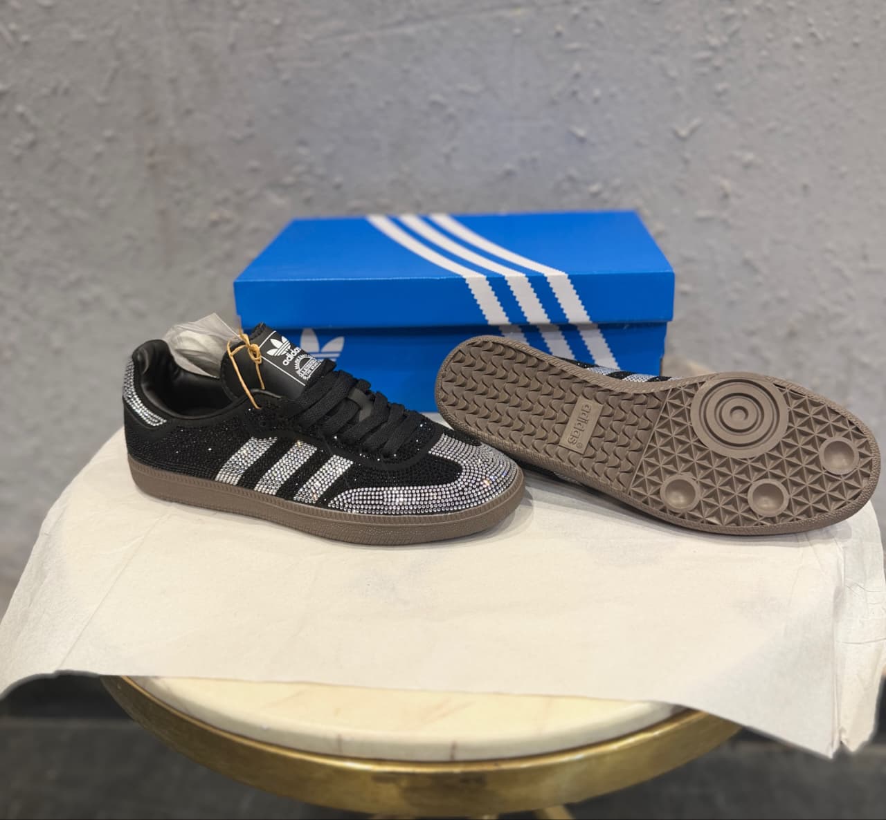 ADIDAS ORIGINAL SAMBA BLACK SILVER RHINESTONES