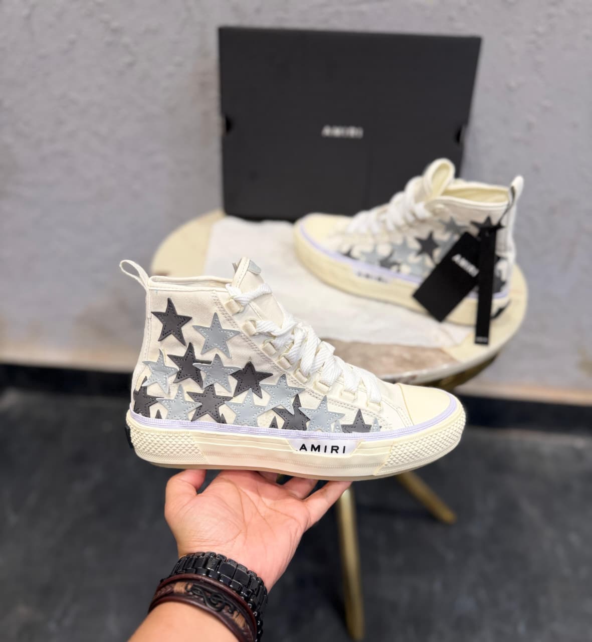 AMRI USA MUJER STAR HIGH WHITE SNEAKERS