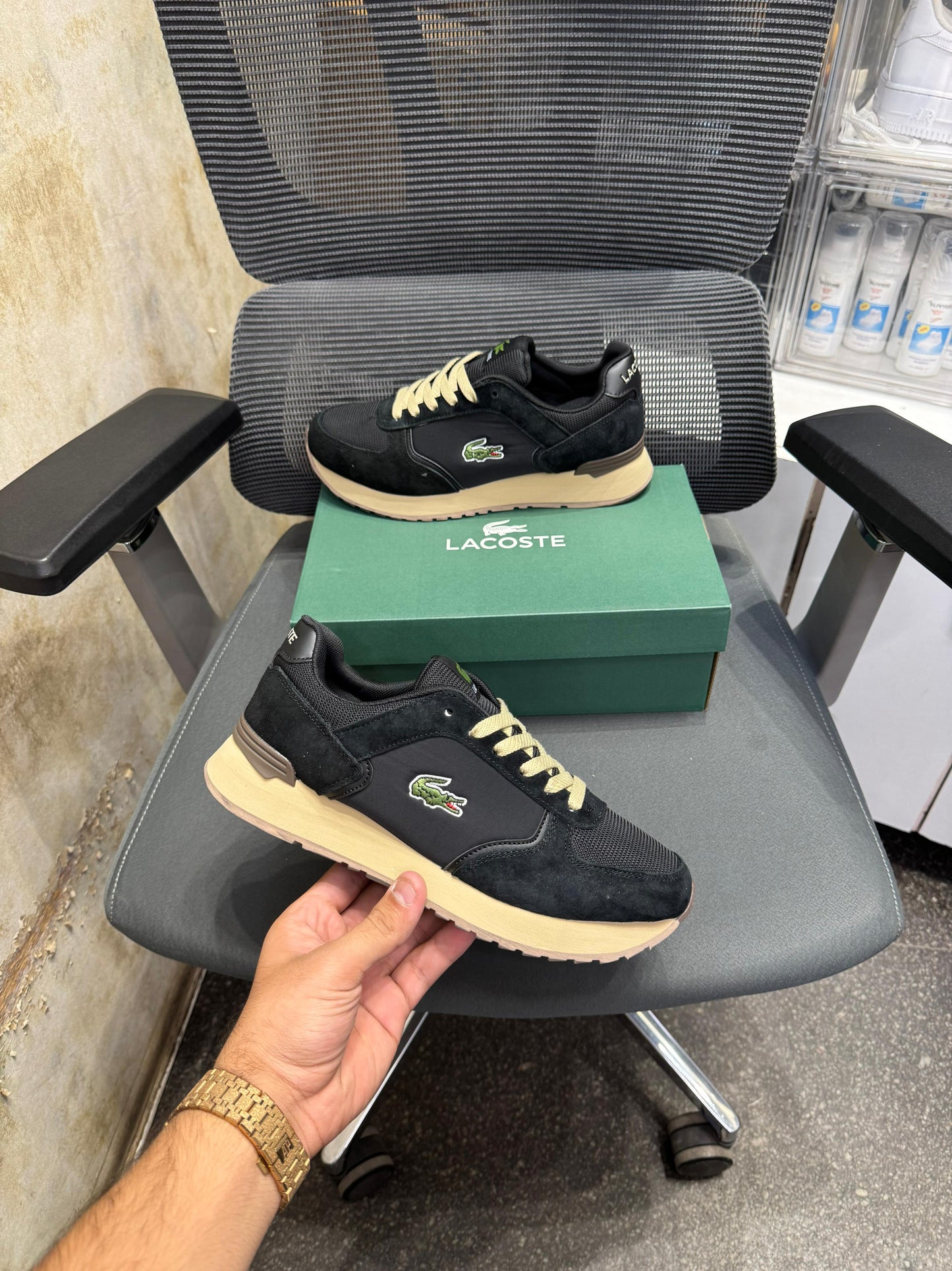 LACOSTE BLANCO VERDE BLACK BROWN SNEAKERS