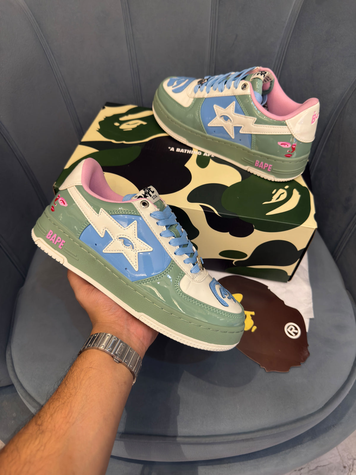 A BATHING APE BAPE STA OS GREEN BLUE