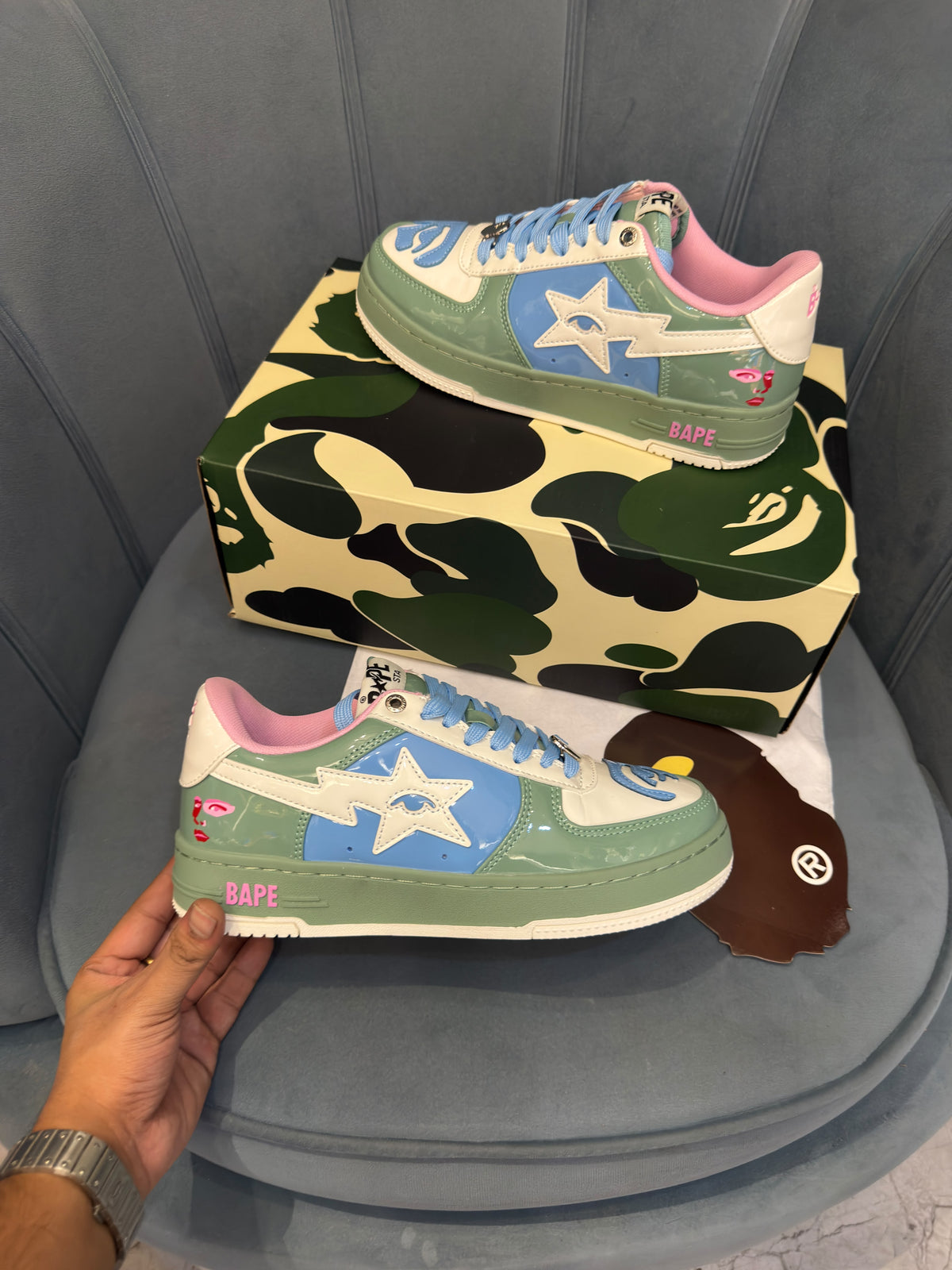 A BATHING APE BAPE STA OS GREEN BLUE