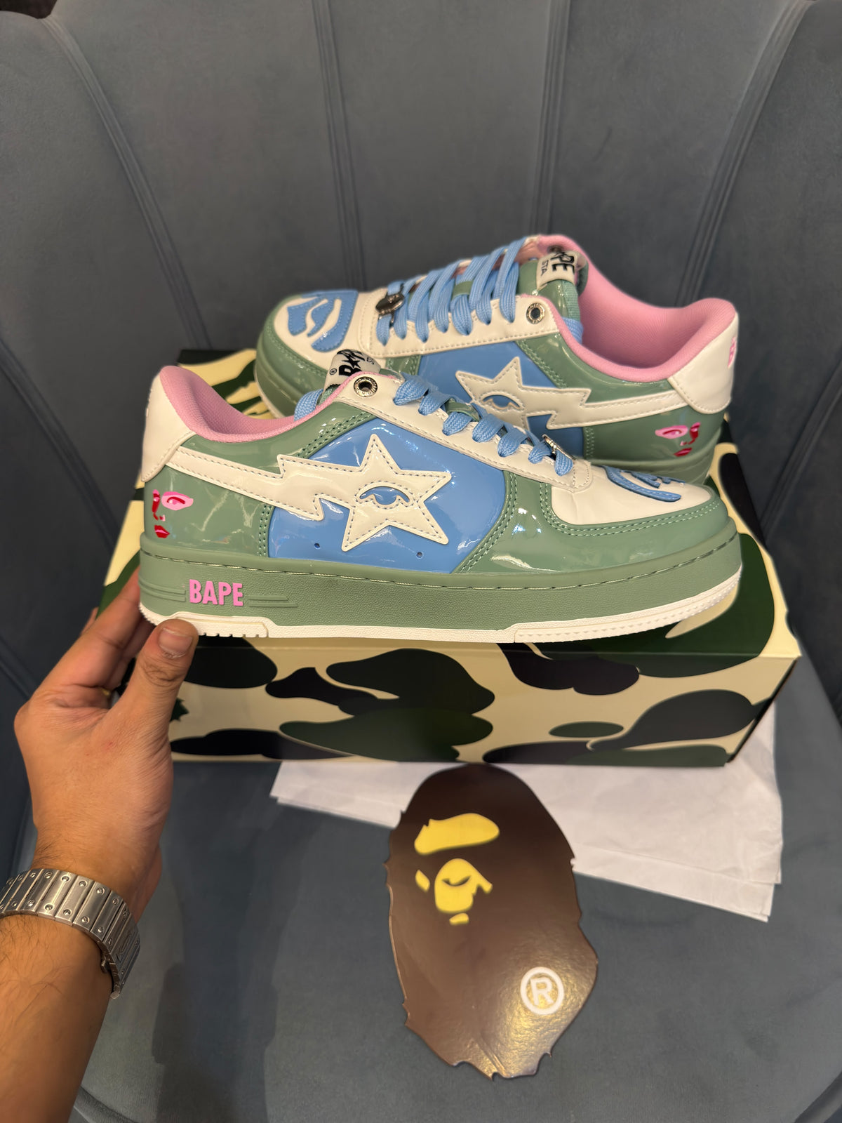 A BATHING APE BAPE STA OS GREEN BLUE