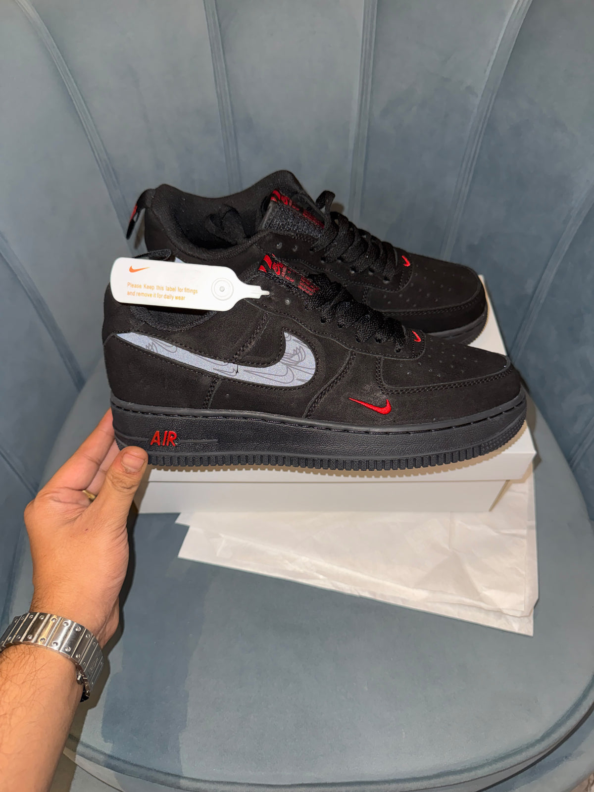 NIKE AIRFORCE  COOL GREY REFLECTIVE