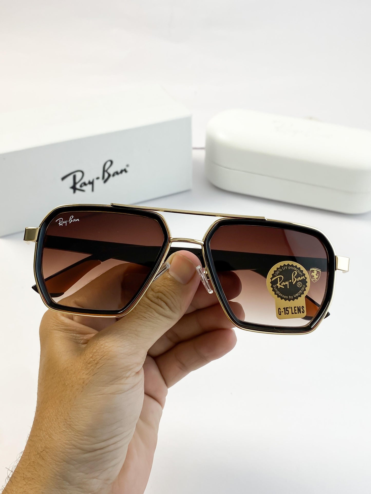 RAYBAN GOLD BROWN SUNGLASS
