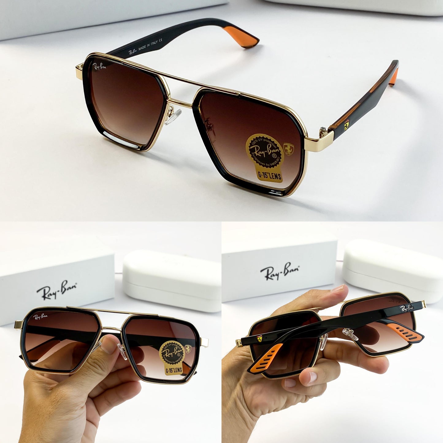 RAYBAN GOLD BROWN SUNGLASS