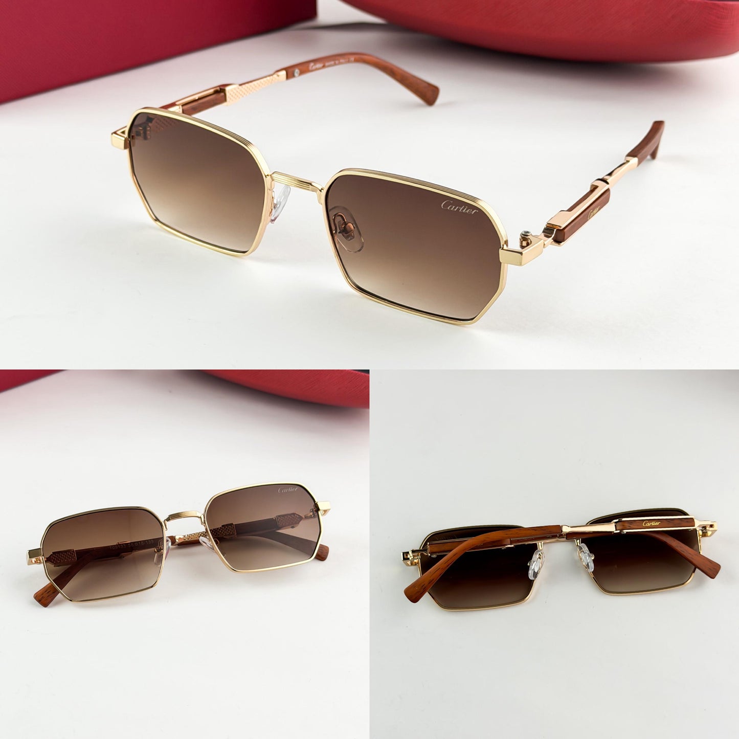 CARTIER GOLD BROWN SUNGLASS
