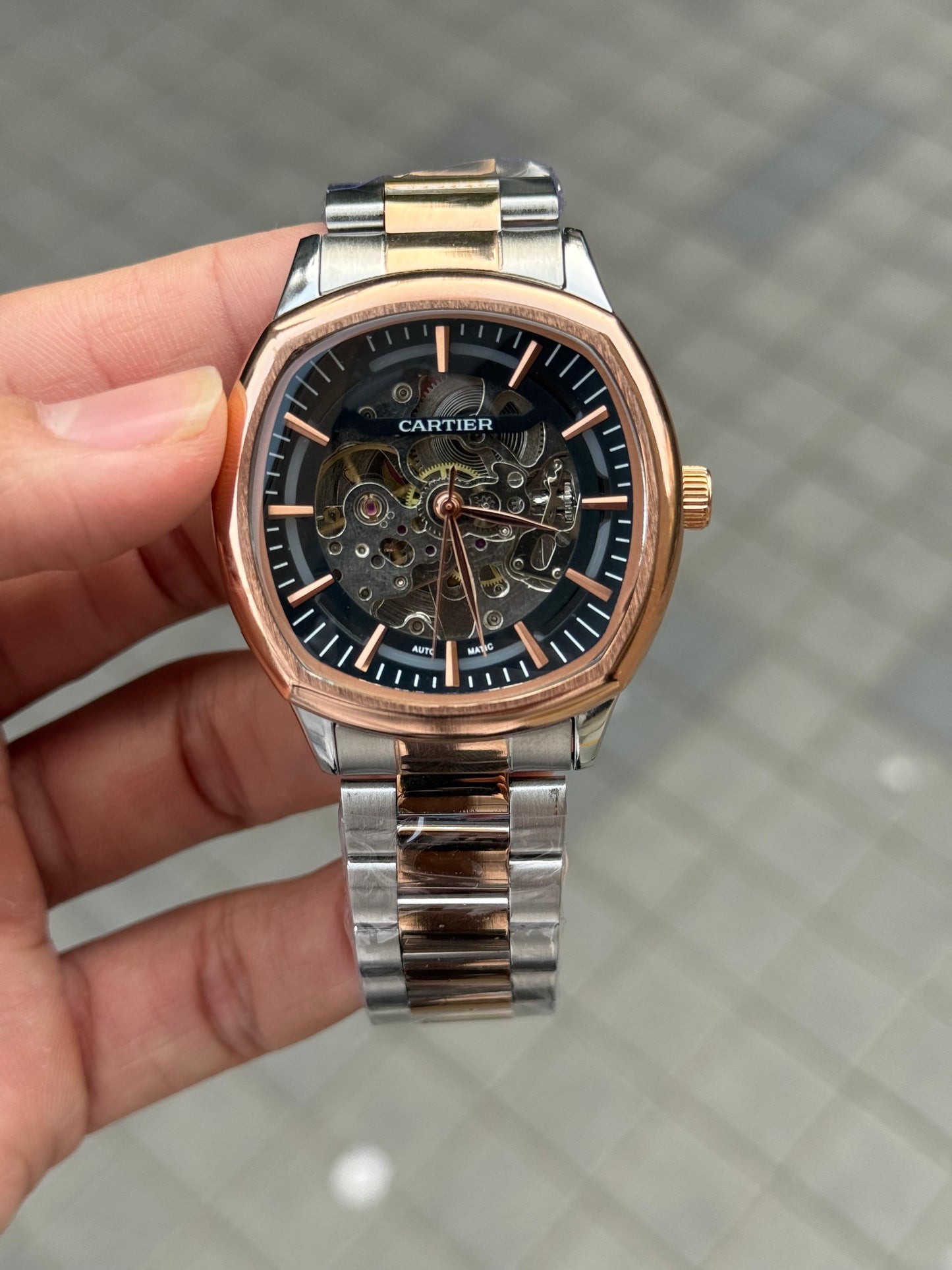 CARTIER SQUARE SKELETON AUTOMATIC WATCH