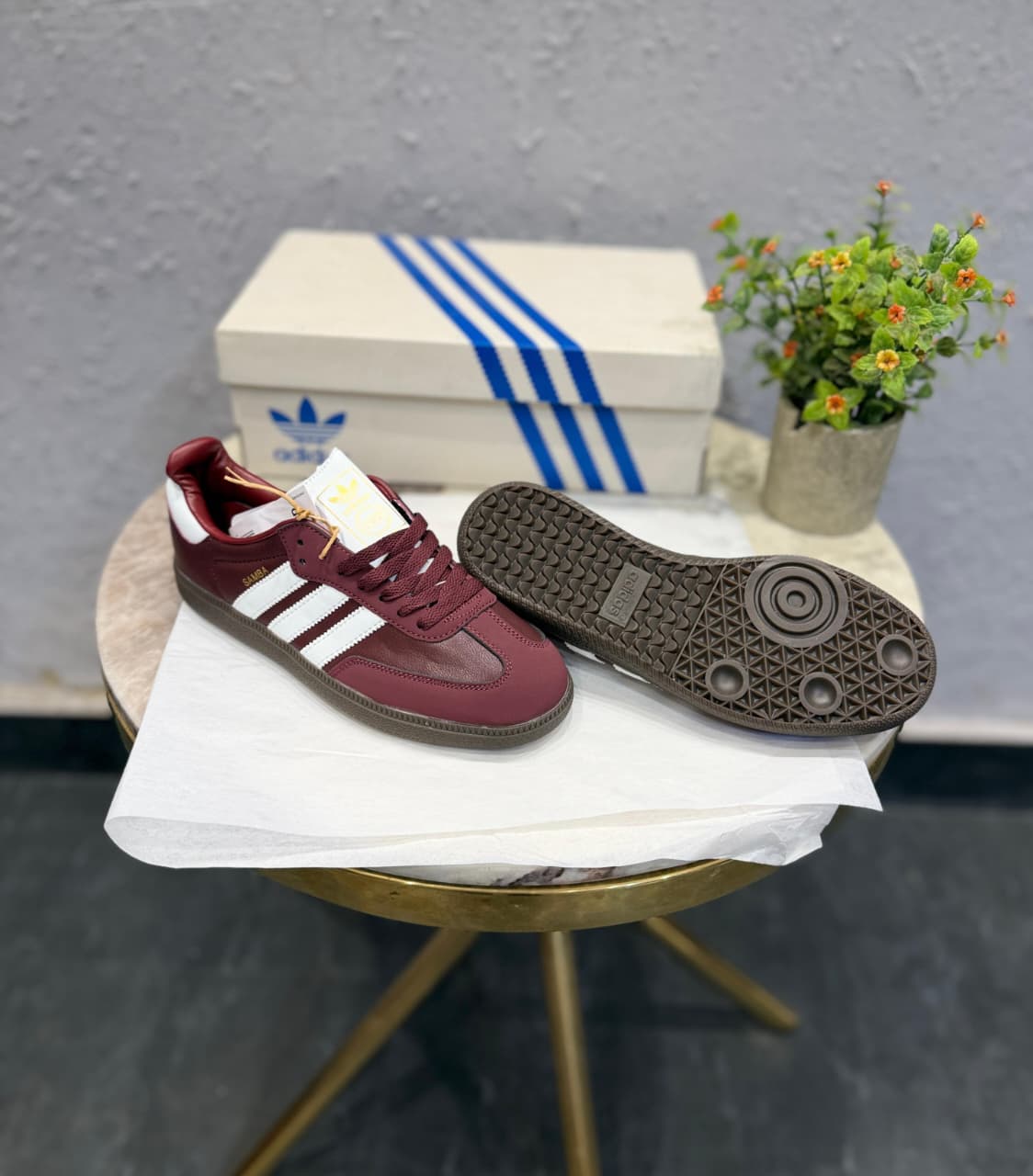 ADIDAS ORIGINALS SAMBA CHERRY WHITE STRIPS