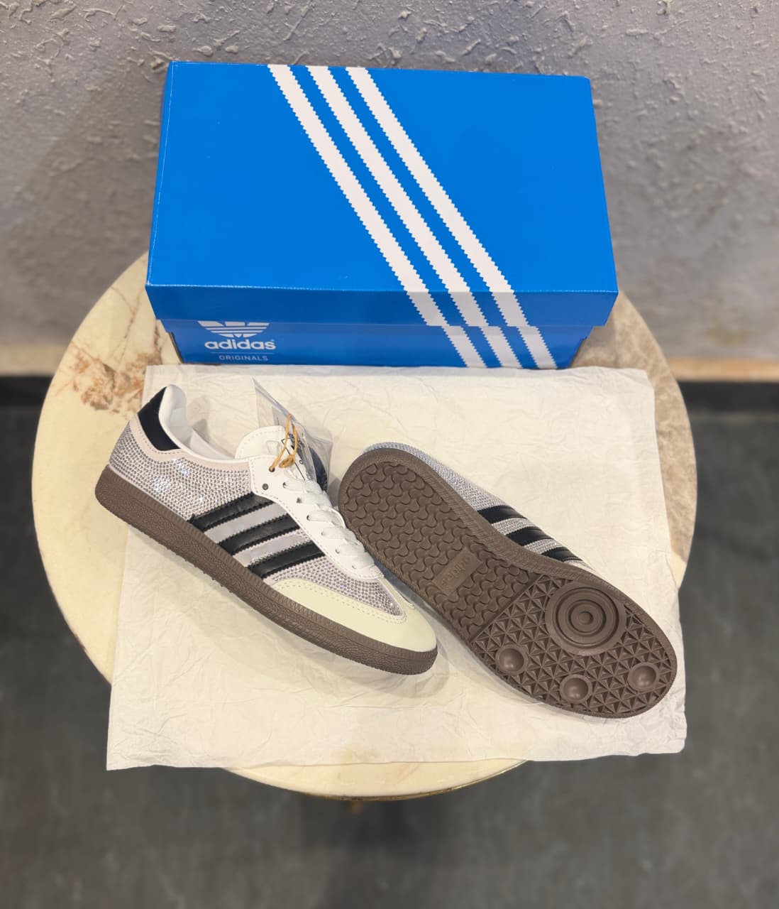 ADIDAS ORIGINALS SAMBA BLACK SILVER RHINESTONES