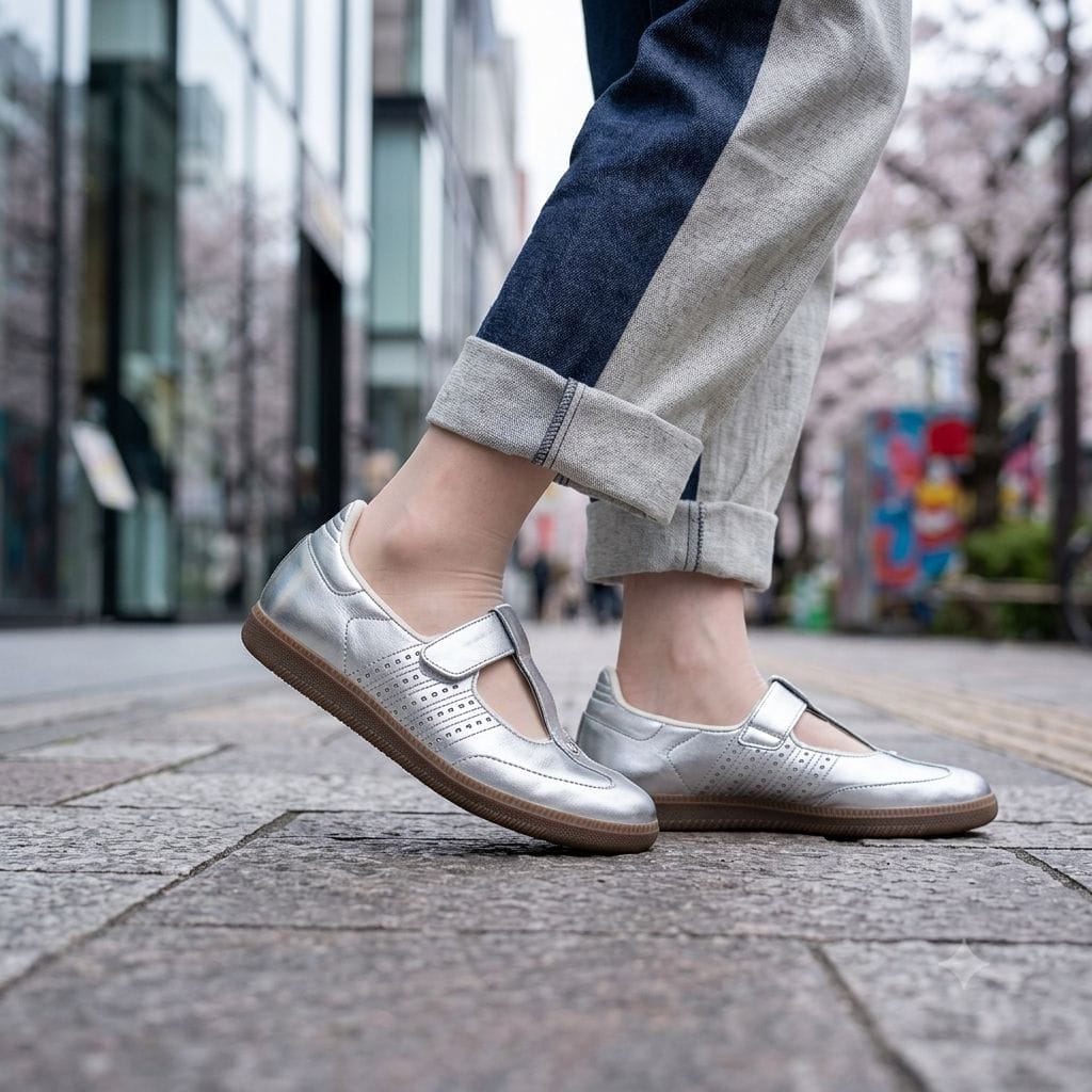 ADIDAS ORIGINAL SAMBA MARRY JANE METALLIC SILVER