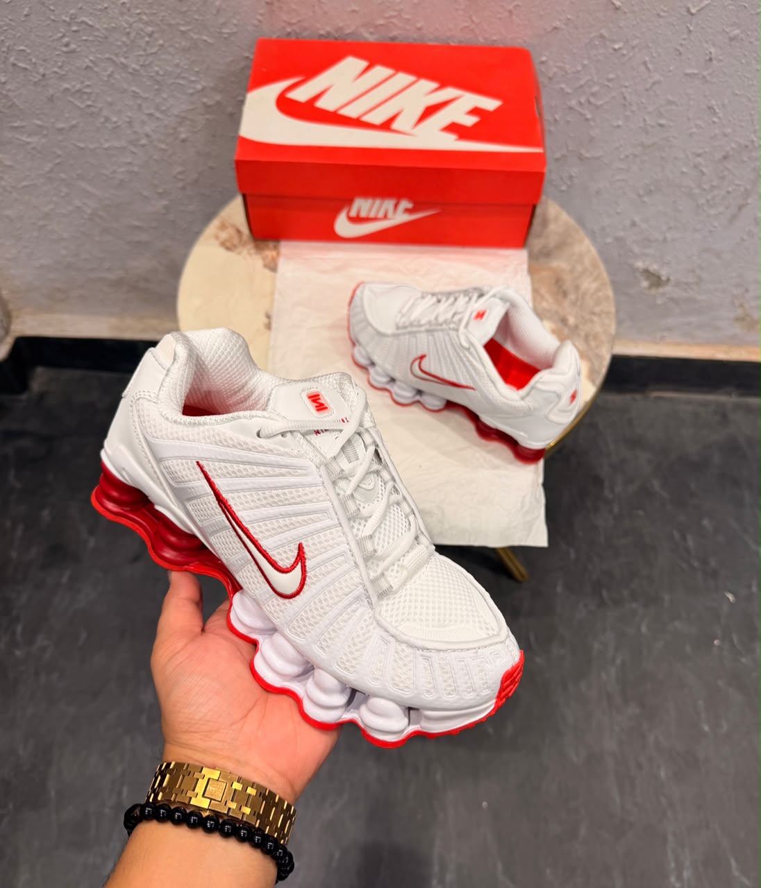 NIKE SHOX LT WHITE RED