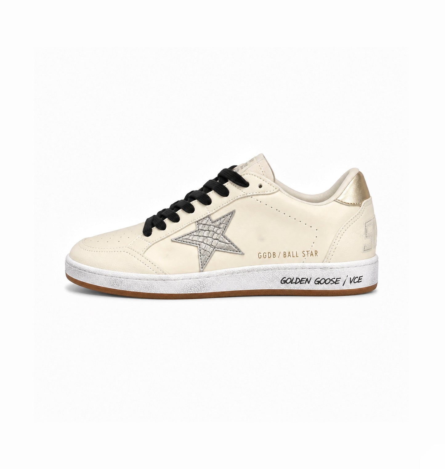 GOLDEN GOOSE BALL STAR WHITE SILVER SNEAKERS
