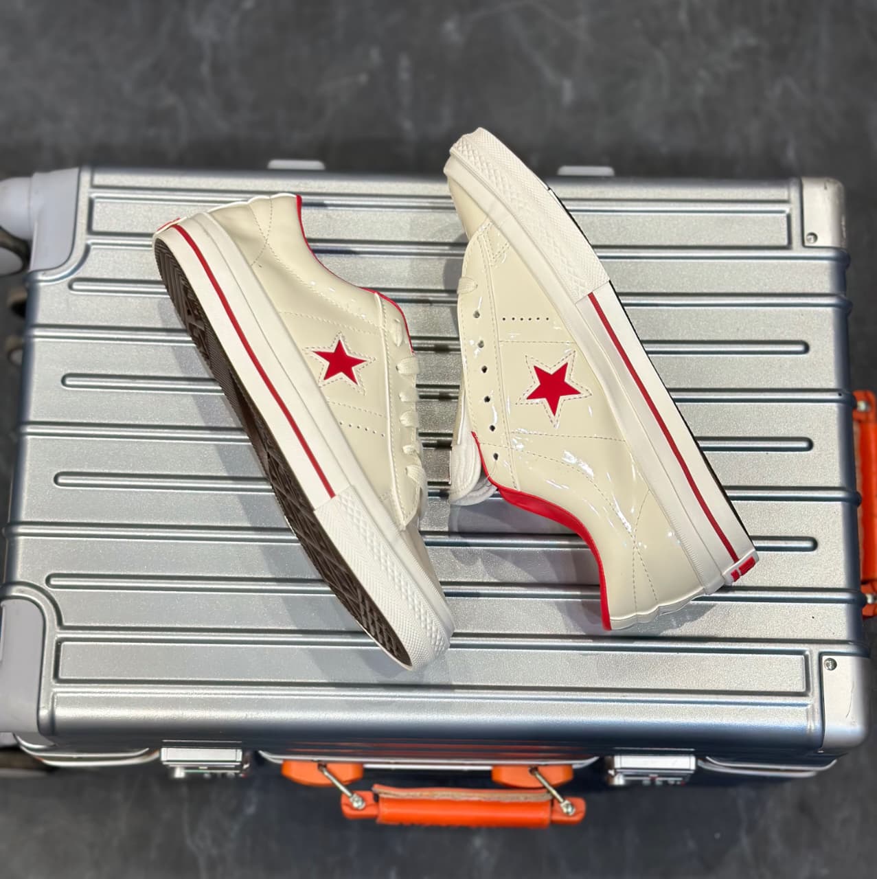 CONVERSE ONE STAR PATENT J WHITE RED