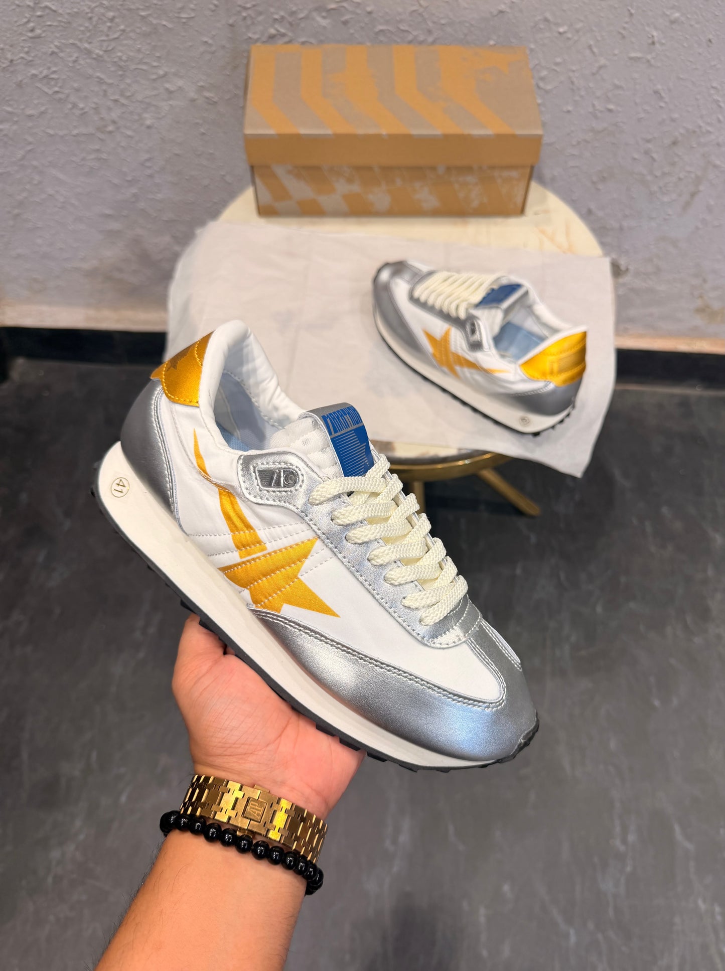 ADIDAS GOLDEN GOOSE MARATHON SNEAKER SILVER GOLD