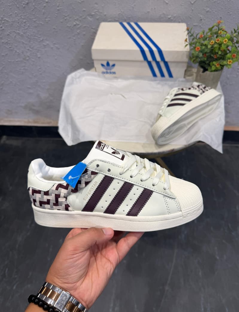 ADIDAS SUPERSTAR ORIGINALS WOVEN WHITE BLACK