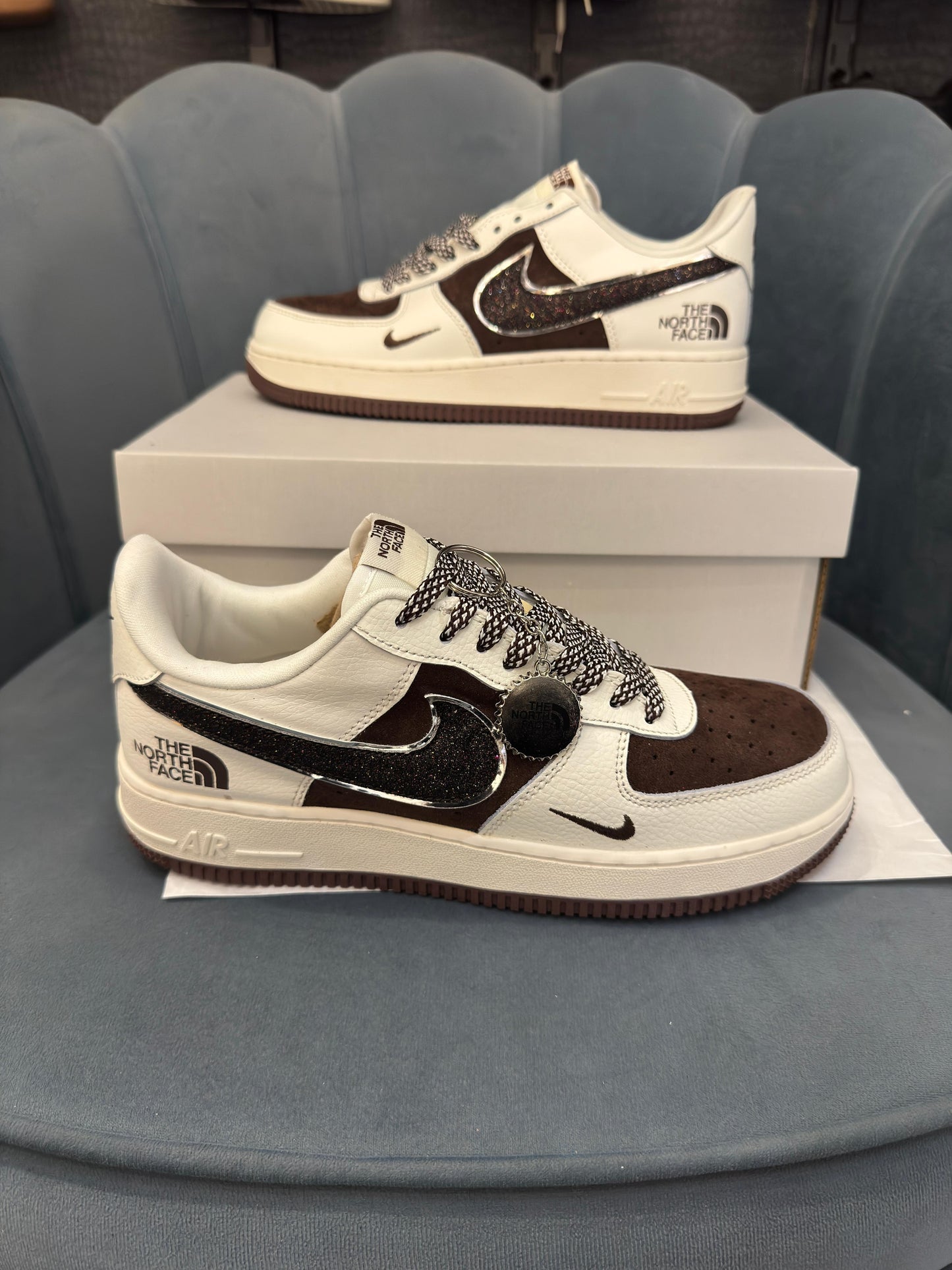 NIKE AIRFORCE CUSTOM X NORTH FACE BROWN