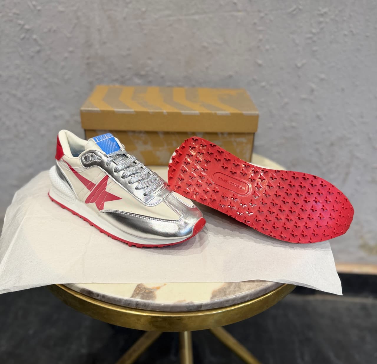 ADIDAS GOLDEN GOOSE MARATHON SNEAKERS SILVER RED
