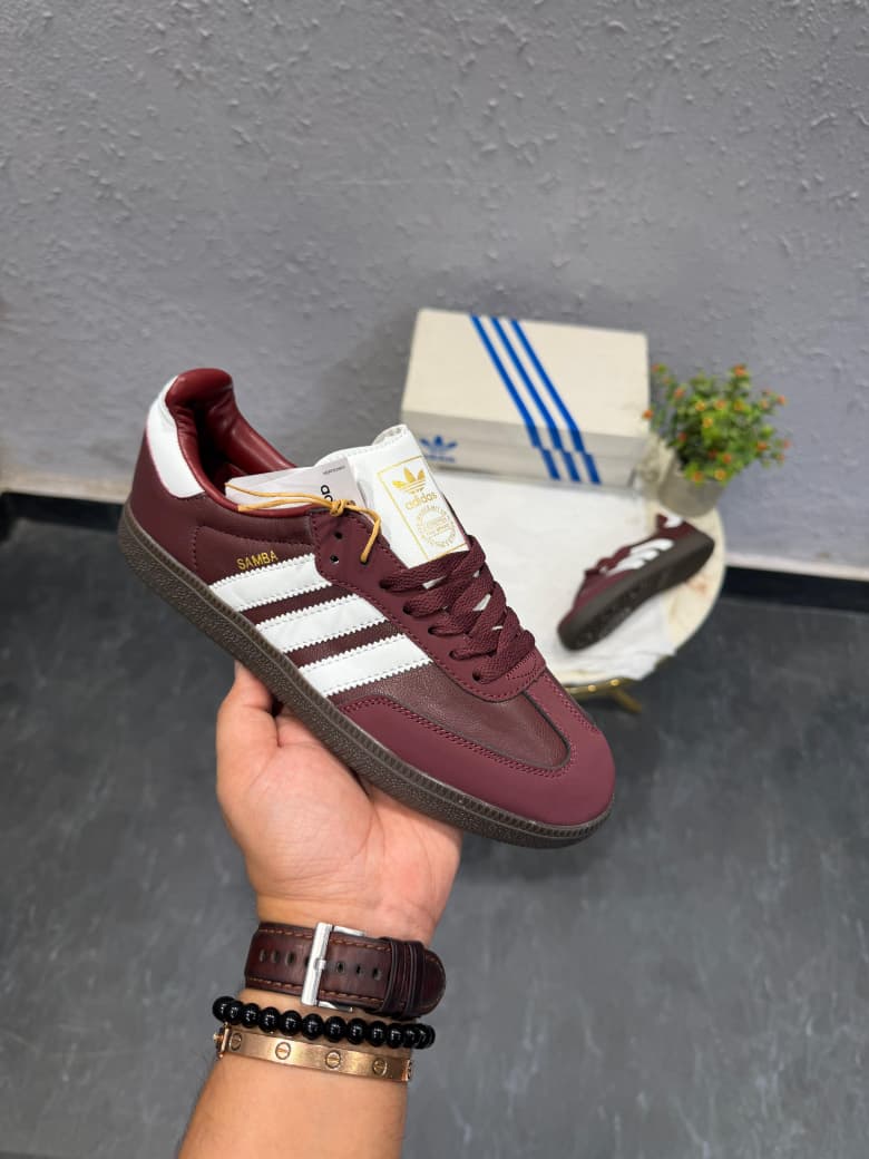 ADIDAS ORIGINALS SAMBA CHERRY WHITE STRIPS