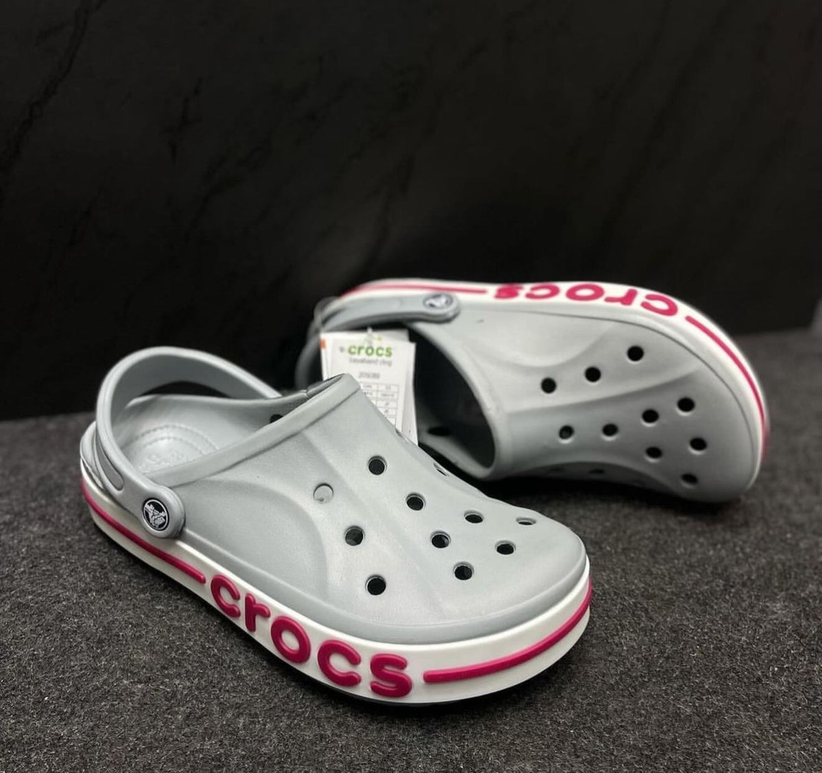 CROCS BAYABAND CLASSIC CLOG GREY/PINK
