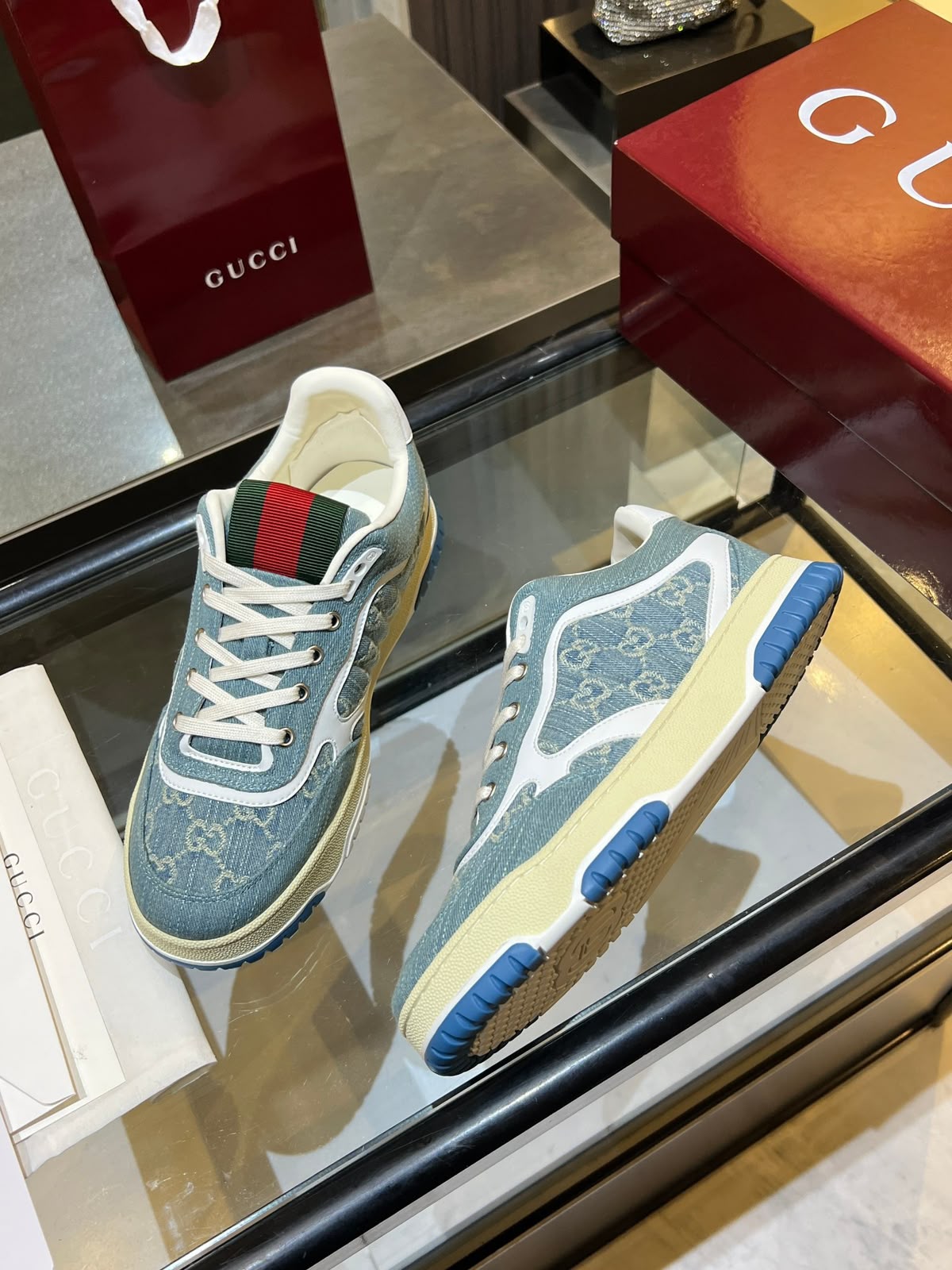 GUCCI RE WEB LIGHT BLUE DENIM SNEAKER UA QUALITY