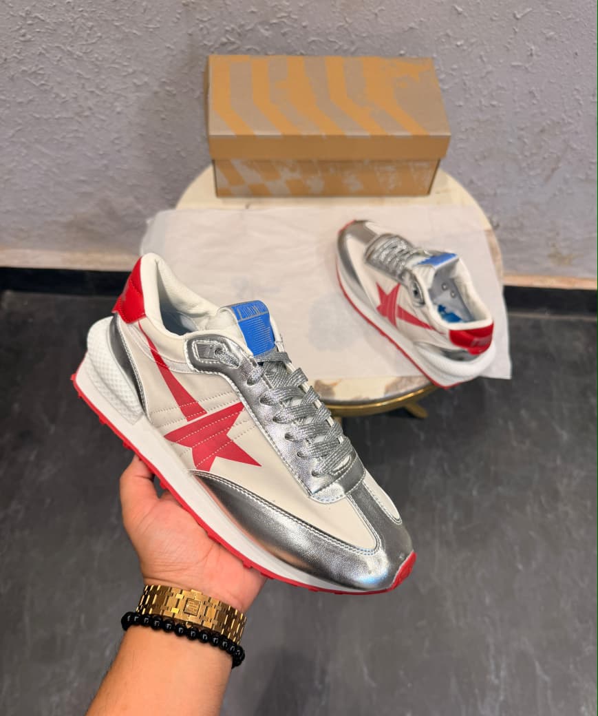 ADIDAS GOLDEN GOOSE MARATHON SNEAKERS SILVER RED