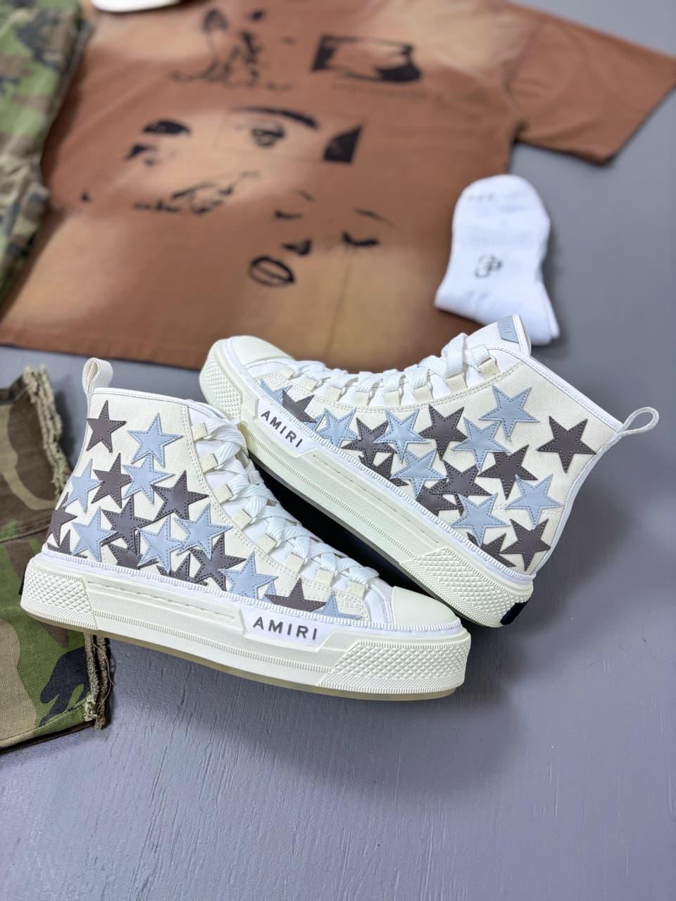 AMRI USA MUJER STAR HIGH WHITE SNEAKERS