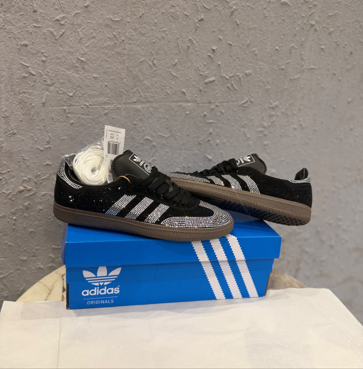 ADIDAS ORIGINAL SAMBA BLACK SILVER RHINESTONES