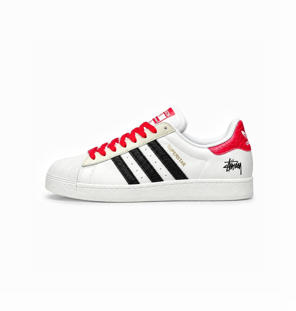 ADIDAS ORIGINAL SUPERSTAR WHITE BLACK RED STUSSY X SUPREME