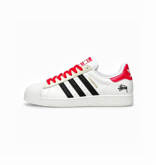 ADIDAS ORIGINAL SUPERSTAR WHITE BLACK RED STUSSY X SUPREME