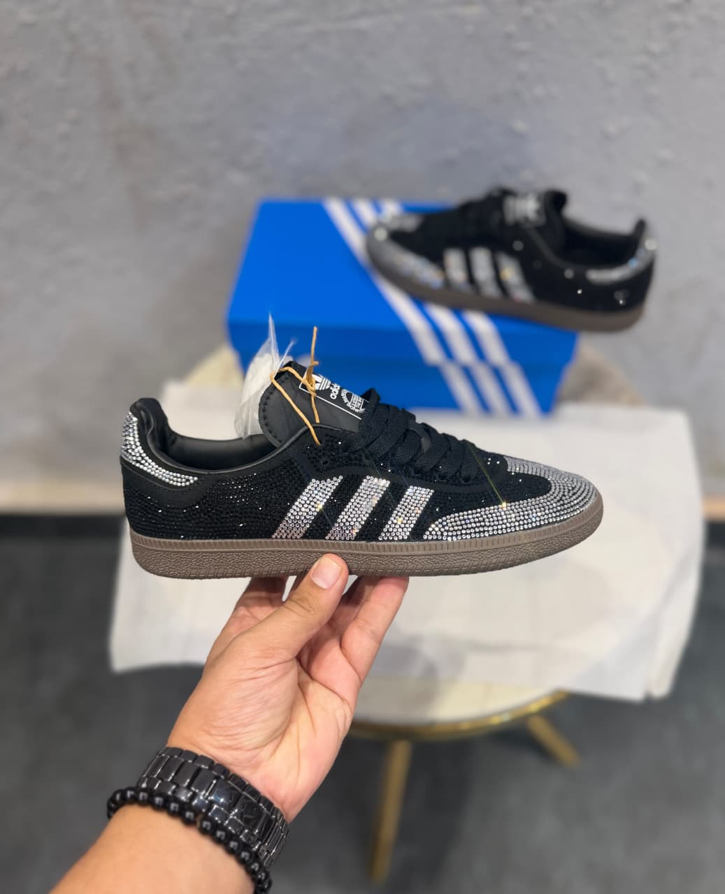 ADIDAS ORIGINAL SAMBA BLACK SILVER RHINESTONES