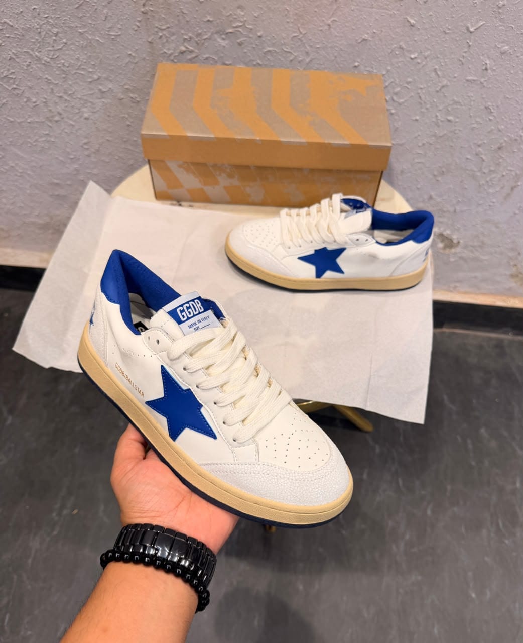 ADIDAS GOLDEN GOOSE BALL STAR WHITE BLUE SNEAKERS