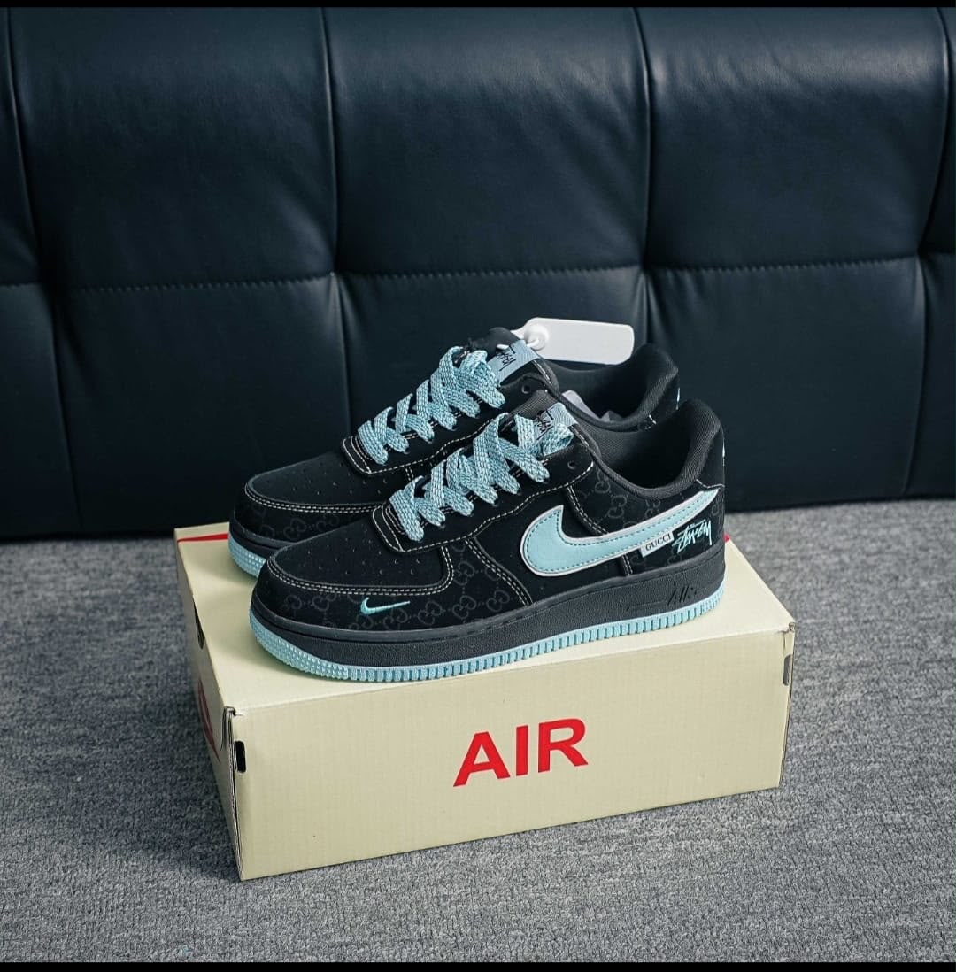 NIKE AIRFORCE 1 X GUCCI GG BLACK BLUE