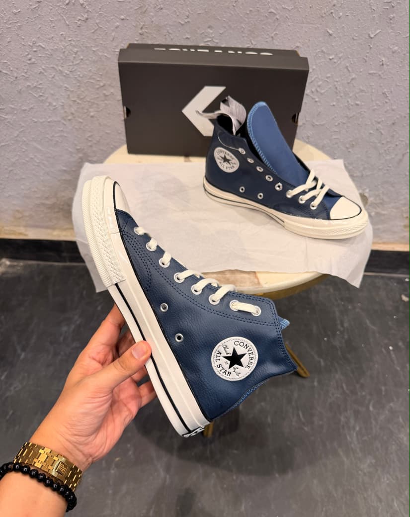 CONVERSE CHUCK 70 ESSENTIAL LETHER BLUE