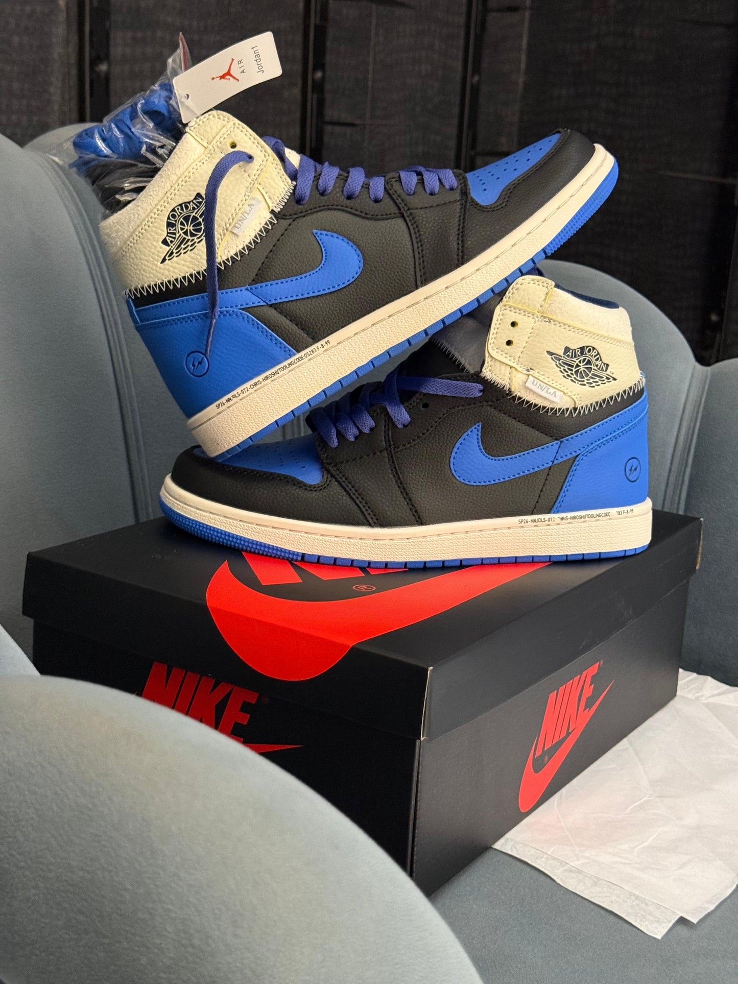 AIR JORDANS RETRO 1 HIGH OG SP FRAGMENT X UNION LA SPORT ROYAL