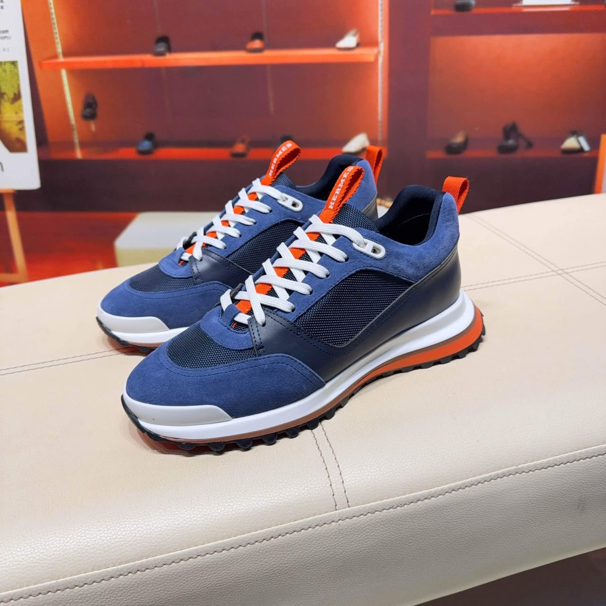 HERMES LEADER SNEAKER BLUE ORANGE UA QUALITY