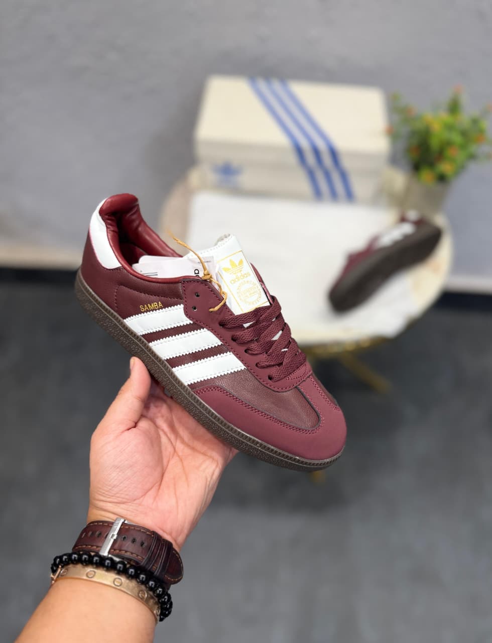 ADIDAS ORIGINALS SAMBA CHERRY WHITE STRIPS