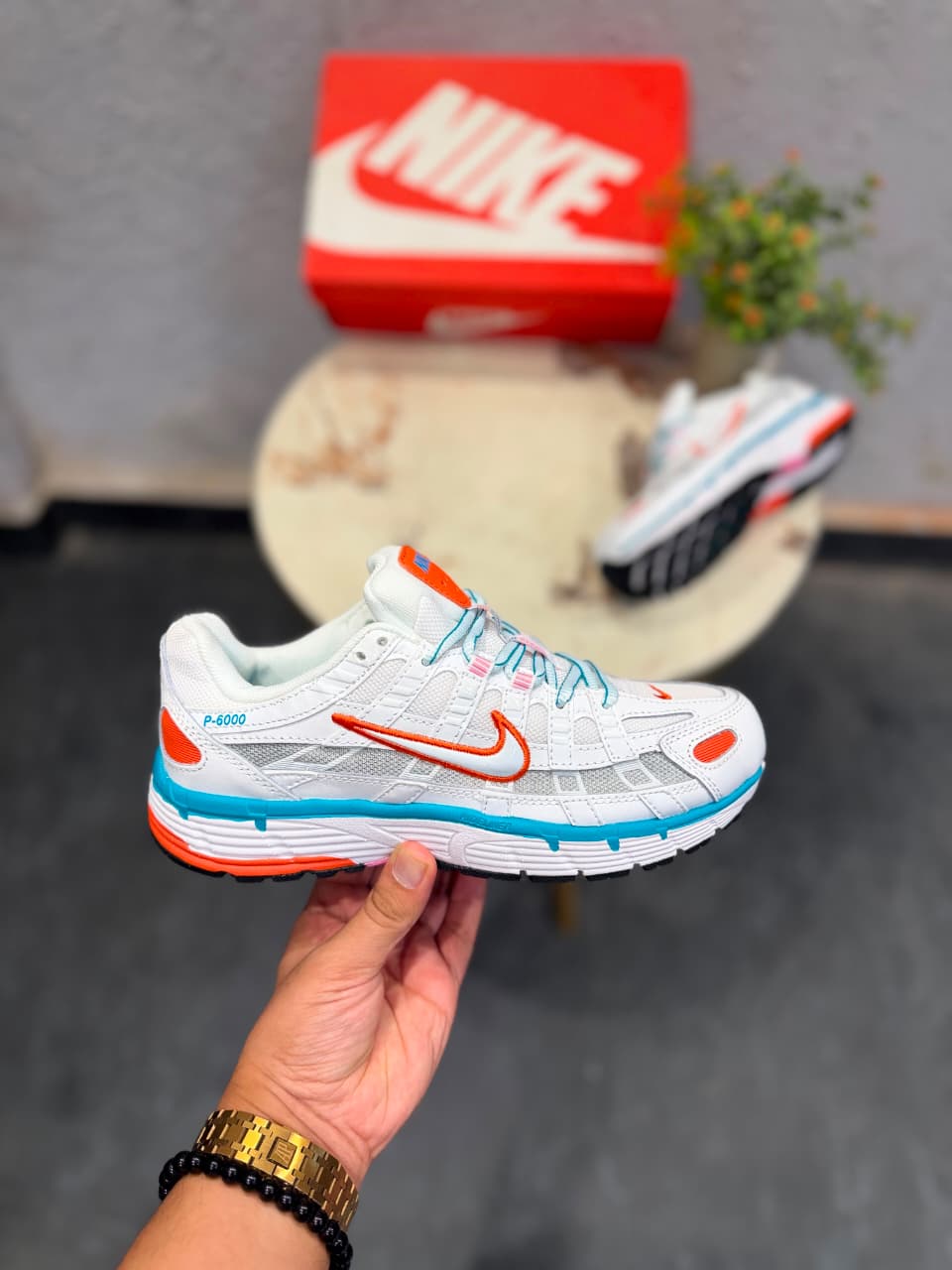 NIKE P 6000 TRAINER WHITE RED BLUE