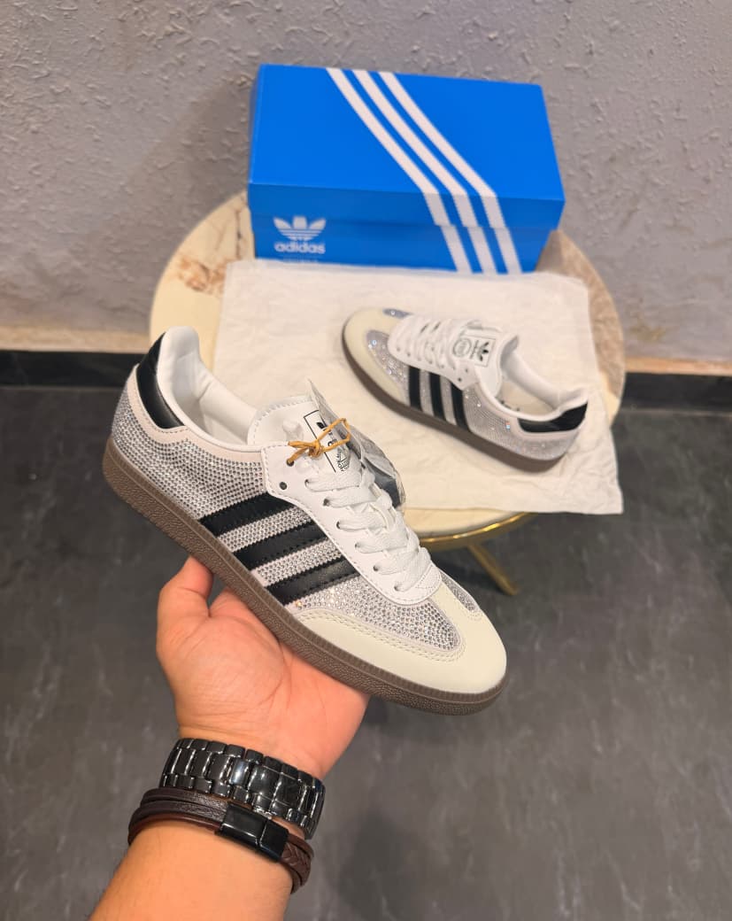 ADIDAS ORIGINALS SAMBA BLACK SILVER RHINESTONES