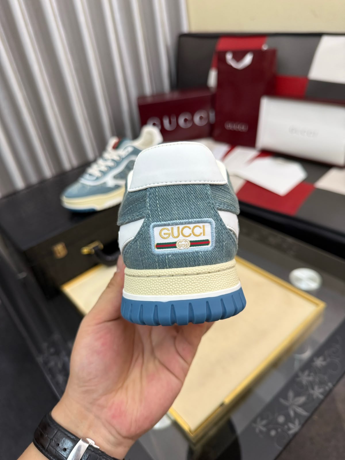 GUCCI RE WEB LIGHT BLUE DENIM SNEAKER UA QUALITY