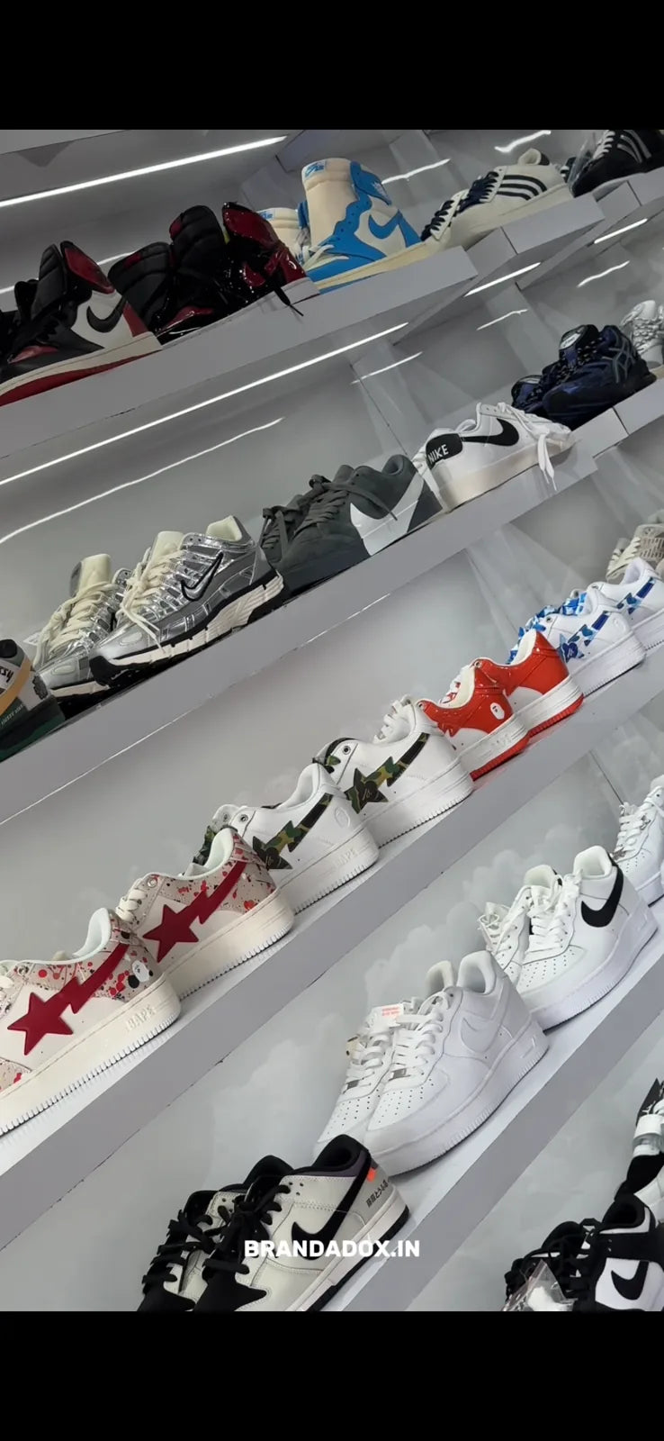 Sneaker wall inside the Brandadox store